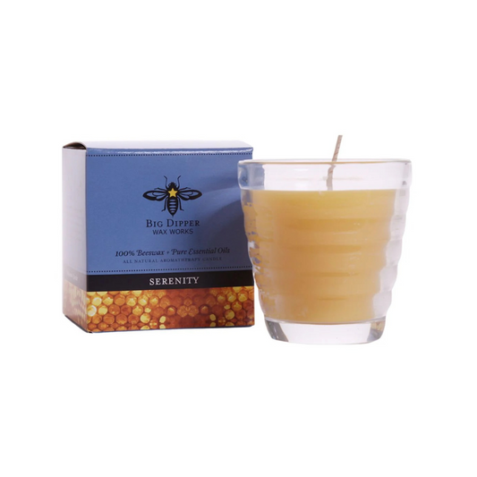 Big Dipper Wax Works Beeswax Aromatherapy Beehive Glass Serenity Frankincense and Lavender