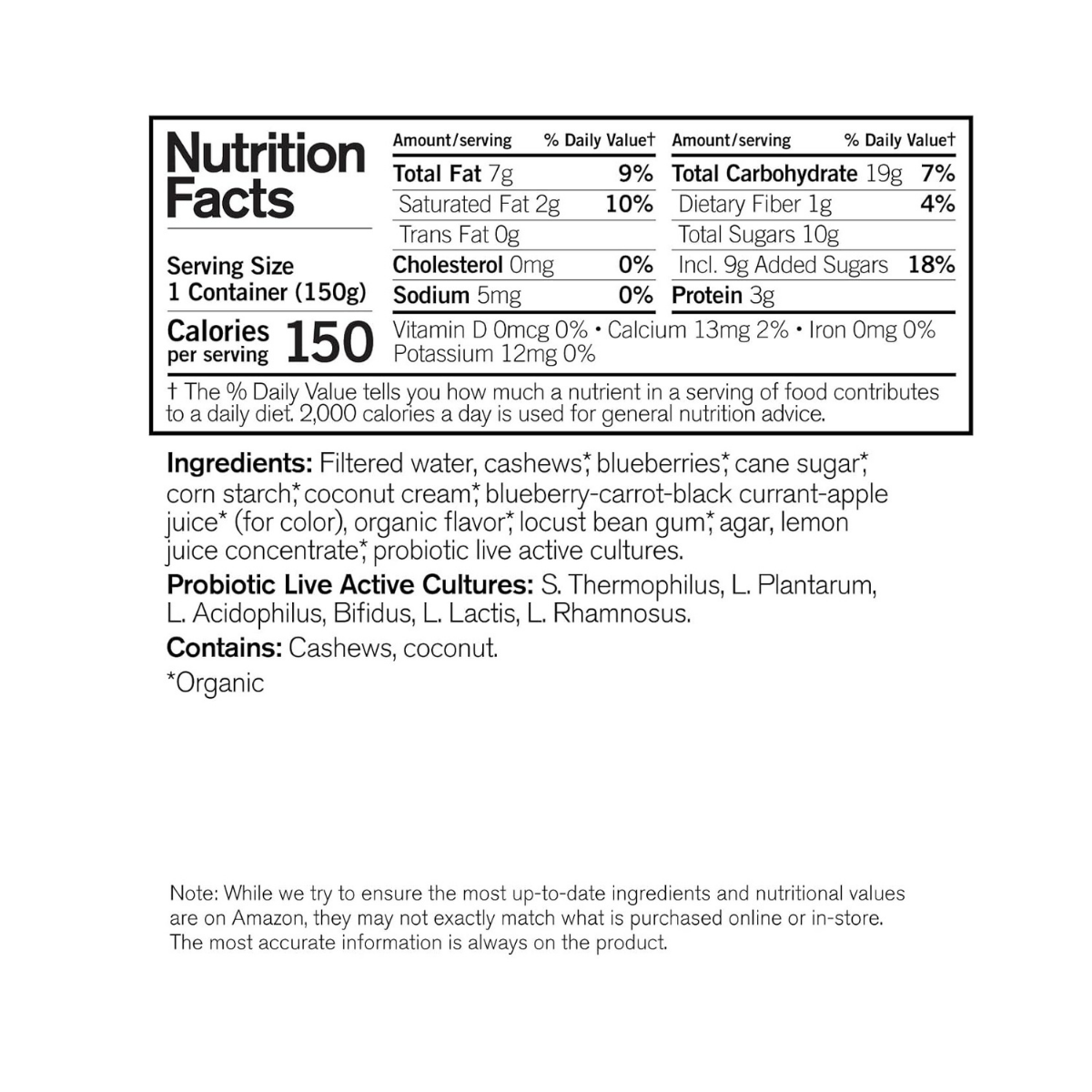 Forager Project Cashew & Coconut Yogurt Alternative Blueberry Organic Probiotic 5.3oz