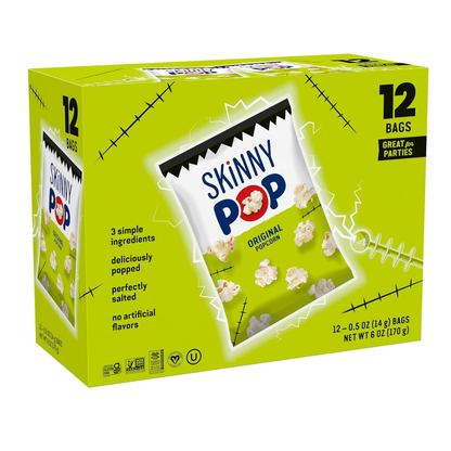 SkinnyPop Popcorn Original Trick or Treat Snack Bags GF 0.5oz 12c