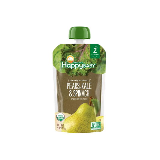 Happy Baby Organics Clearly Crafted Stage 2 Pears, Kale & Spinach 4oz