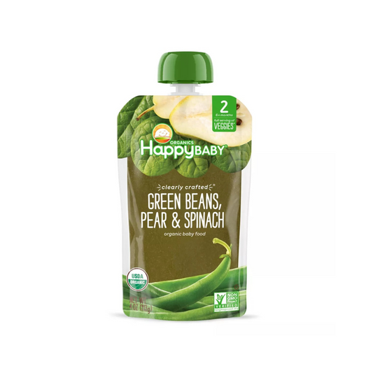 Happy Baby Organics Clearly Crafted Stage 2 Green Beans, Spinach & Pears 4oz