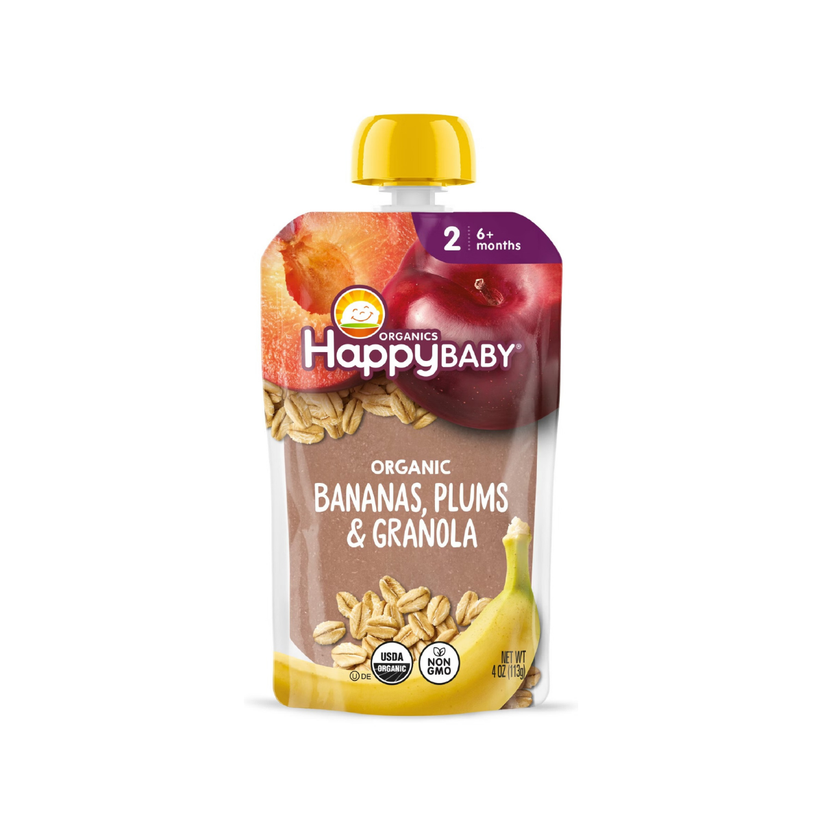 Happy Baby Organics Clearly Crafted Stage 2 Meals Bananas, Plums & Granola 4oz