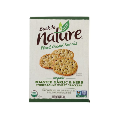 Back To Nature Roasted Garlic & Herb Stoneground Wheat Crackers 6 oz