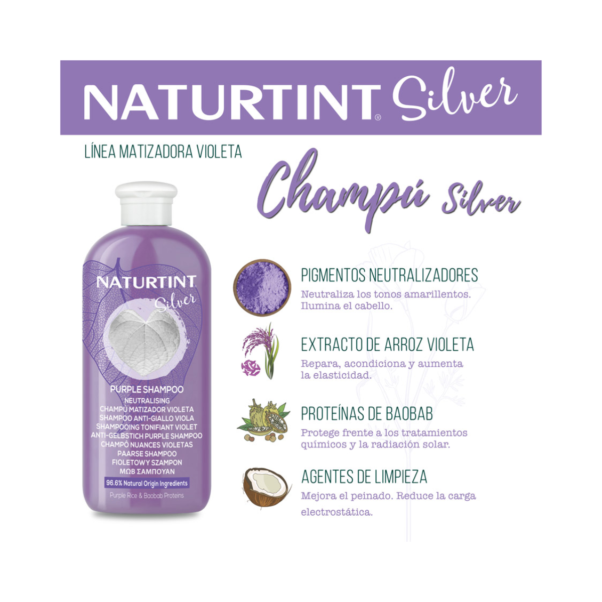 Naturtint Champú Silver Matizador Mechas Rubias 330ml