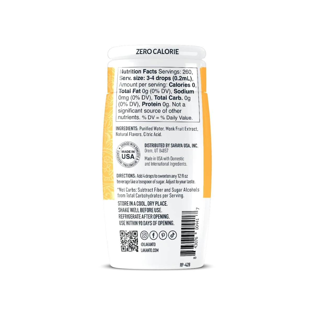 Liquid Monk Fruit Extract Drops Erythritol Free Sweetener