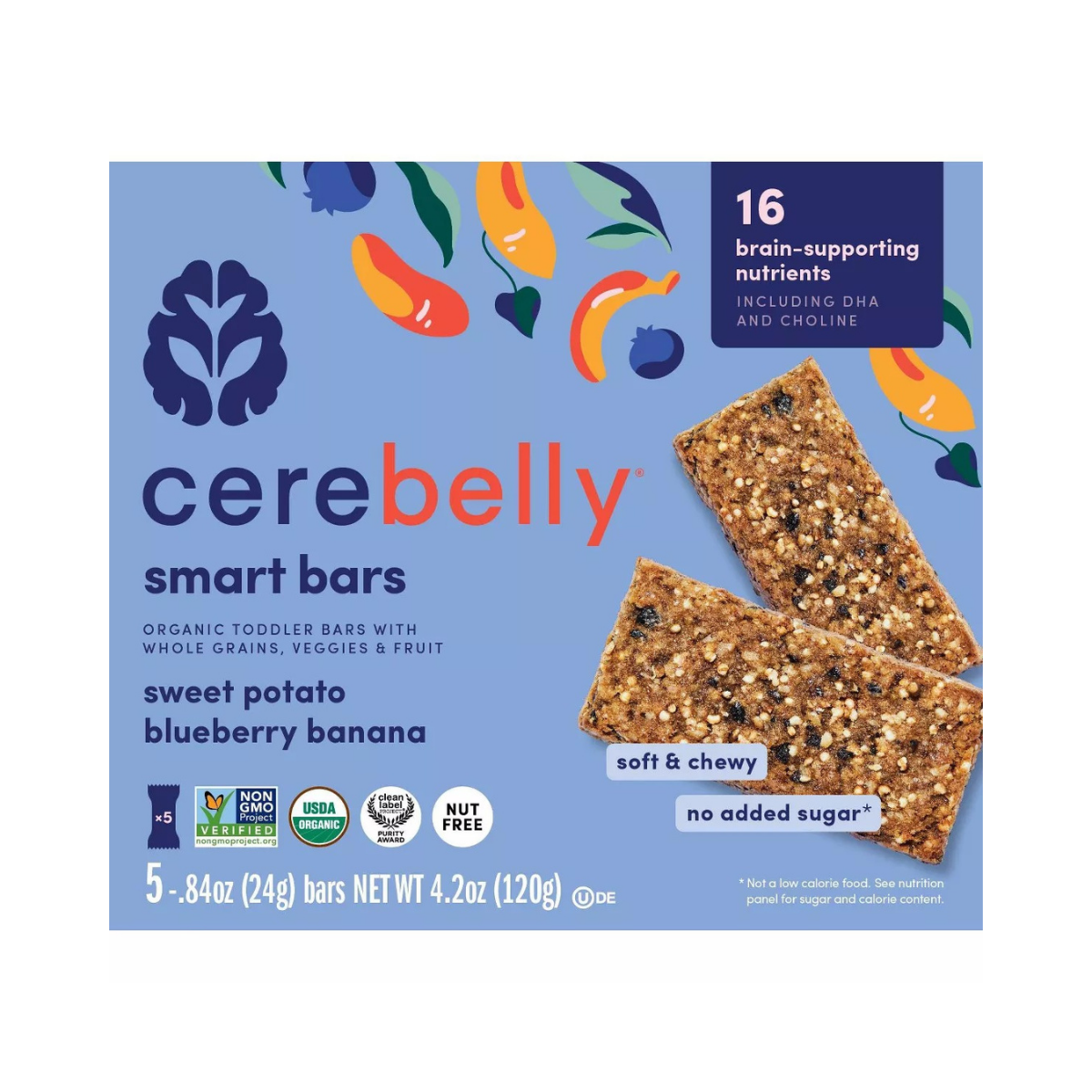 Cerebelly Organic Blueberry Banana Sweet Potato Smart Snack Bars 4.2oz 5c