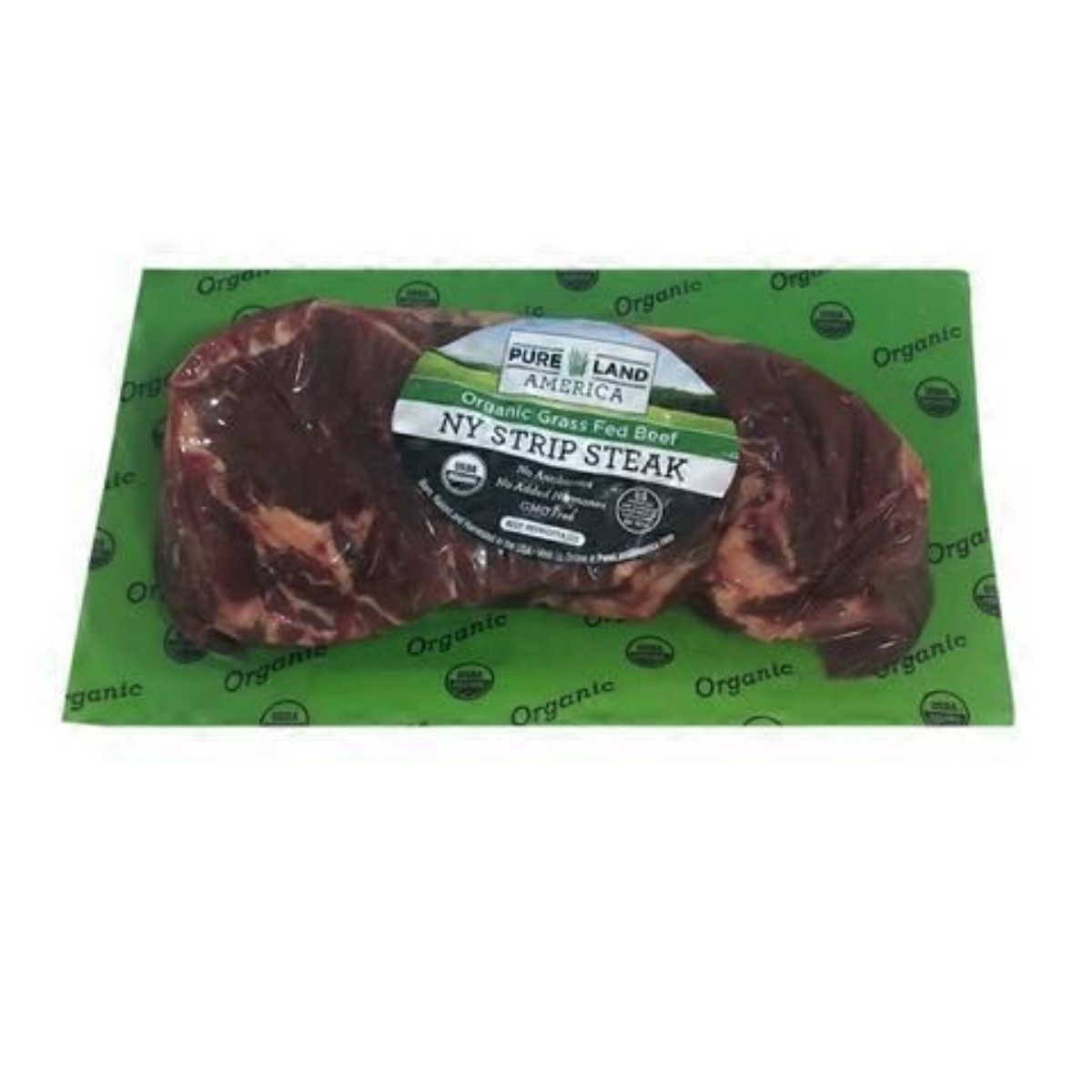 Pure Land America Organic Grass Feed Boneless Beef Ny Strip Steak 10oz