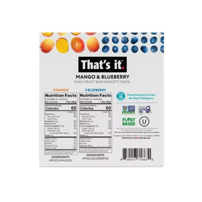 That's It. Mango Blueberry Mini Fruit Bars 10c