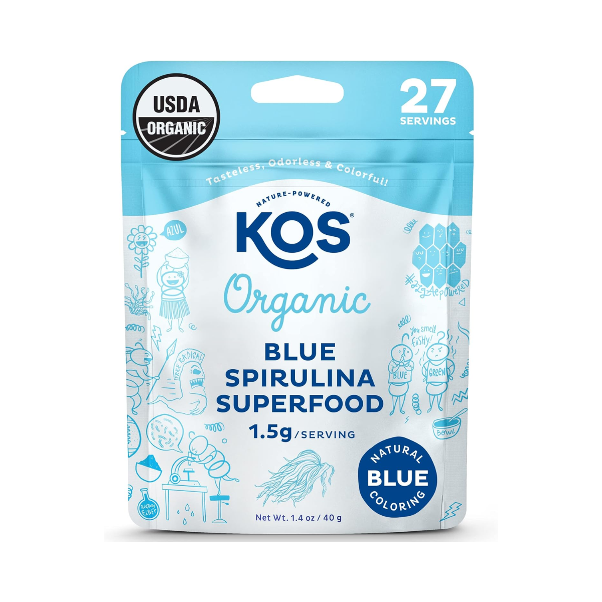Kos Superfood Blue Spirulina Powder OG 1.4oz