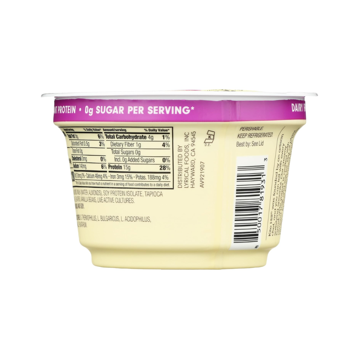 Kite Hill Yogurt Greek Vanilla Unsweetened 5.3oz