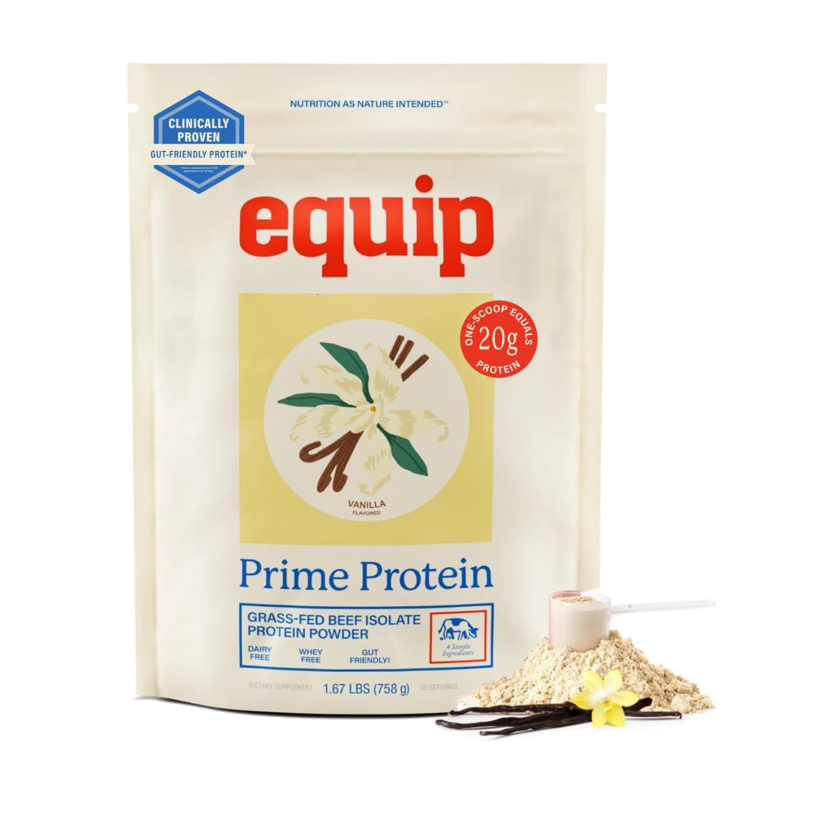 Equip Prime Vanilla Protein Powder 758g