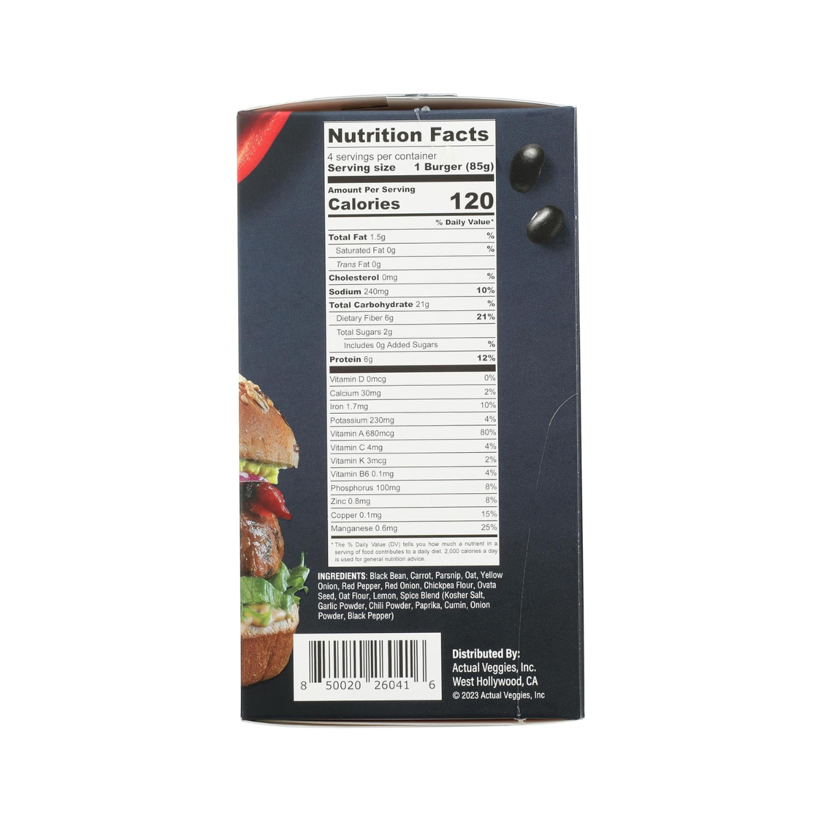 Actual Veggies Black Bean Veggie Burger 12oz