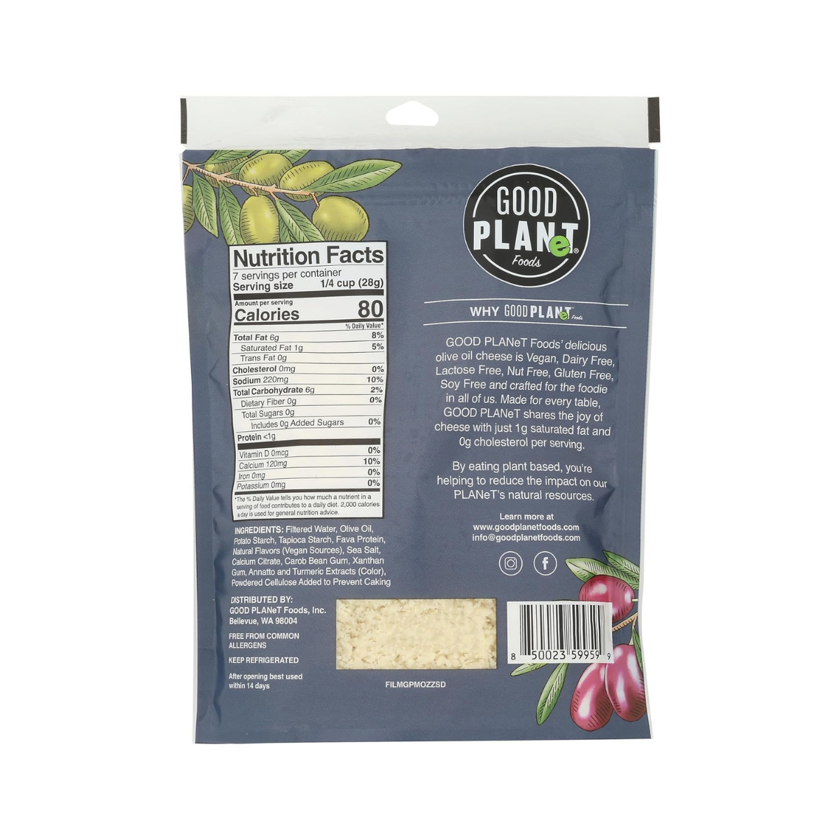 Good Planet Olive Oil Mozzerella Shreds 7oz