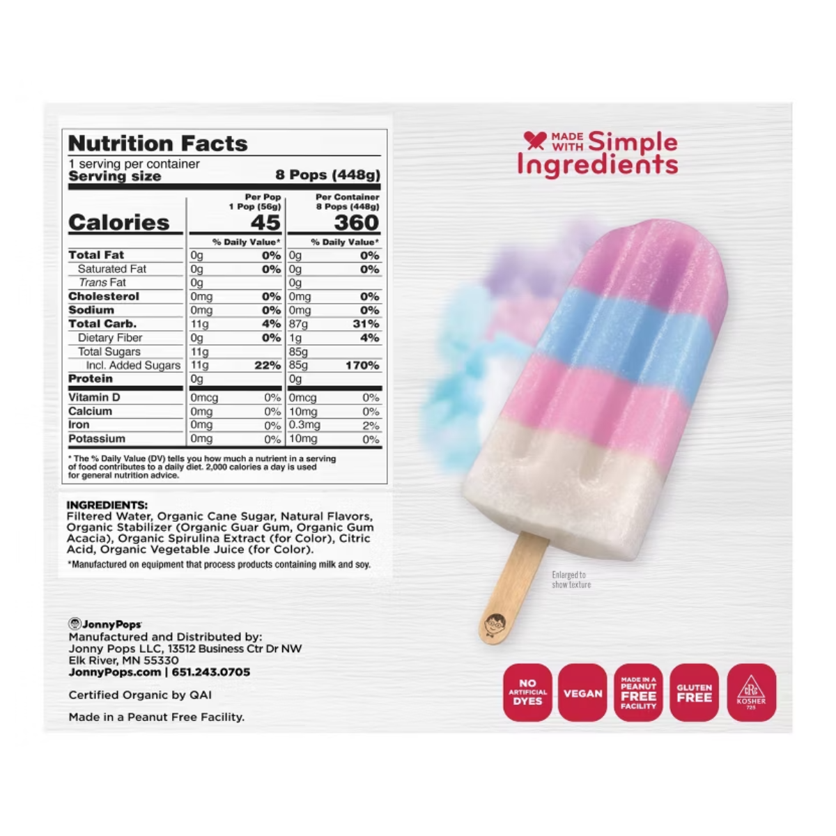 JonnyPops Organic Cotton Candy Cloud Pops 14.8fl oz