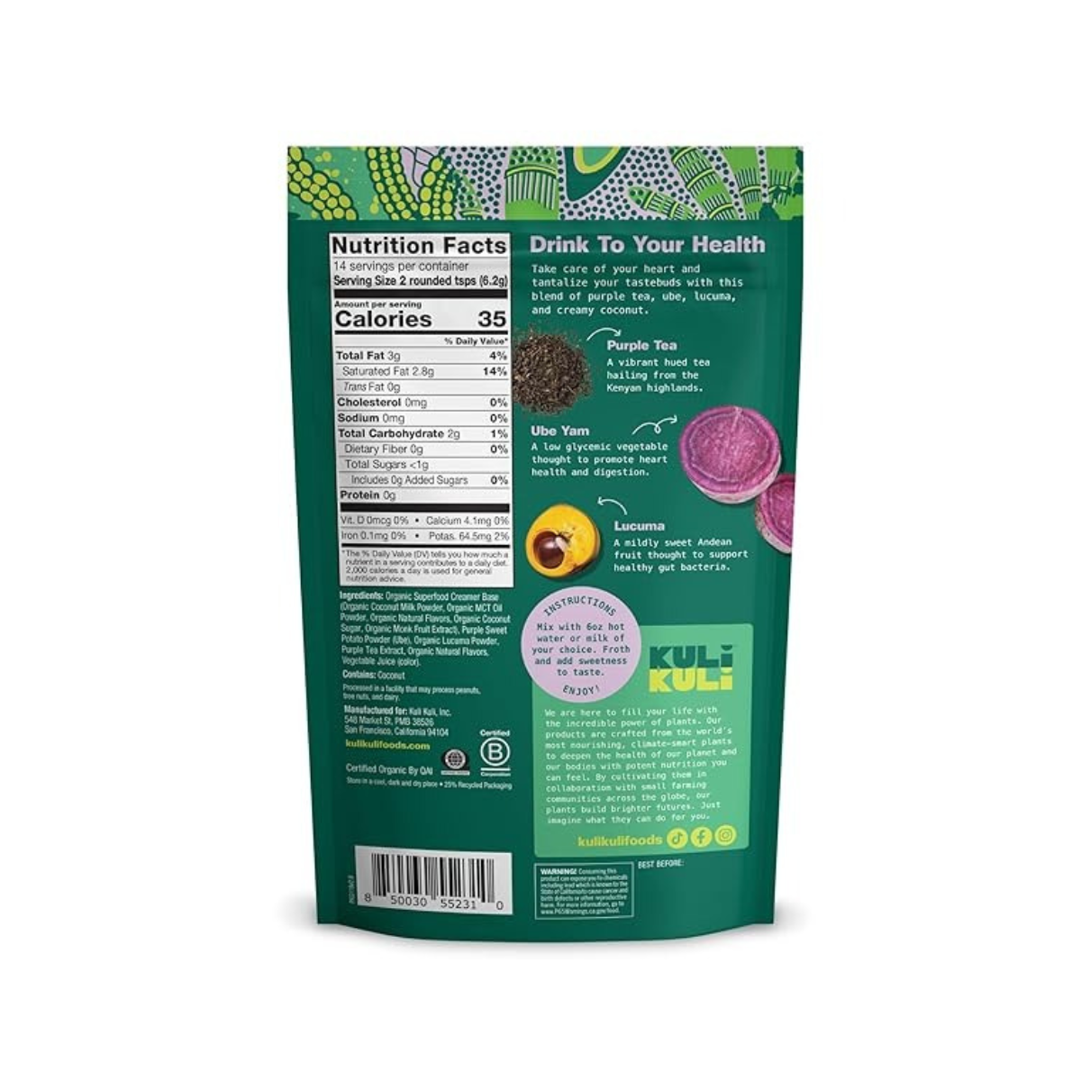 Kuli Kuli Organic Superfood Latte Ube Coconut 3.10oz