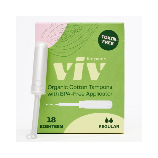 Viv For Your V Toxin Free Organic Cotton Tampons With BPA-Free Applicator Super 18c