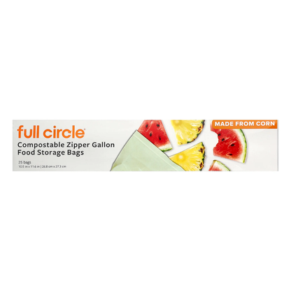 Full Circle Home Compostable Zipper Gallon Food Storage Bags 25c