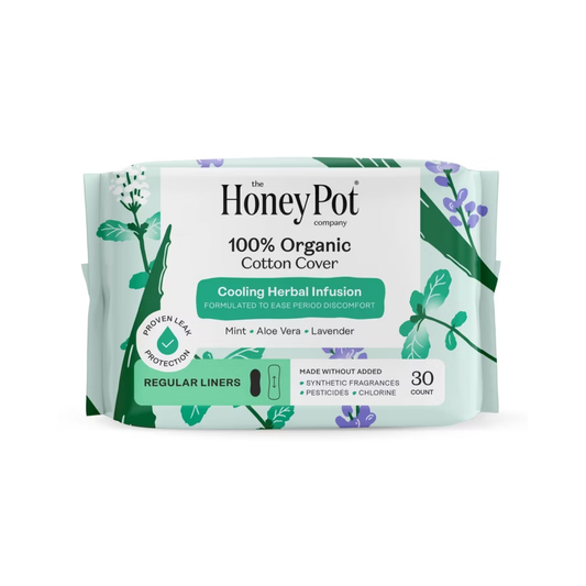 Honey Pot 100% Organic Cotton Cover Cooling Herbal Infusion Regular Liners 30c