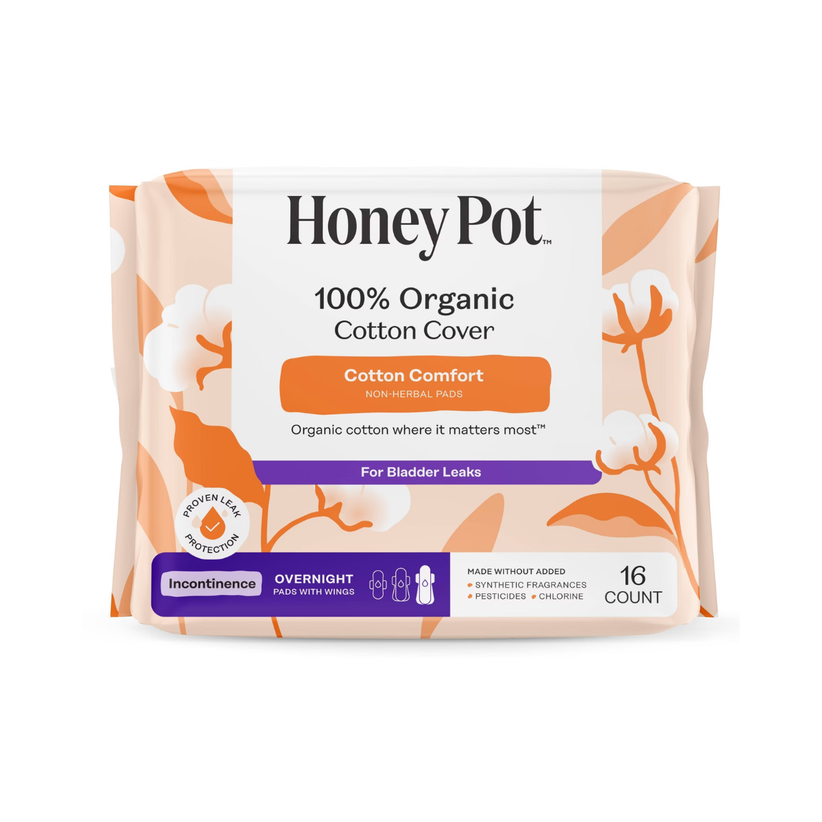 Honey Pot 100% Organic Cotton Comfort Cover Incontinence Overnight 16c
