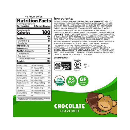 Orgain Organic Kids' Nutritional Protein Shake 22 Vitamins & Minerals Chocolate Flavored 4c