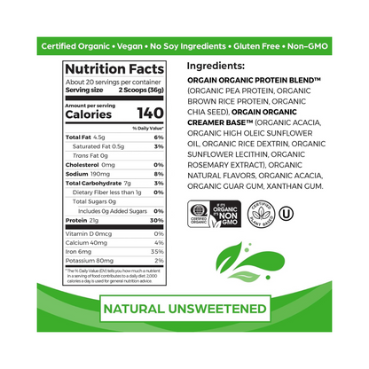 Organic Protein Powder Unsweetened OG 25oz