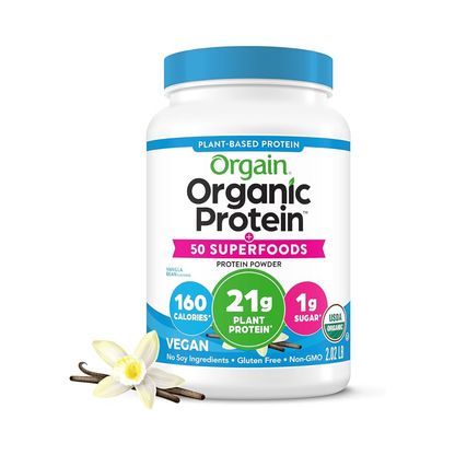 Orgain Organic Vegan 21g Protein Powder + 50 Superfoods Plant Based Vanilla Bean