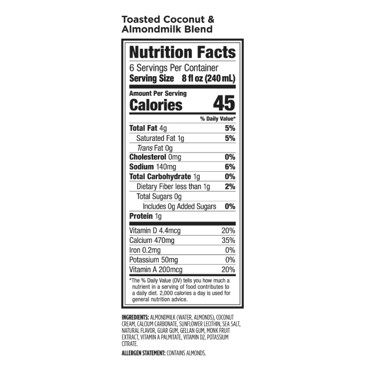 Califia Farms Toasted Coconut Almond Milk 48fl oz