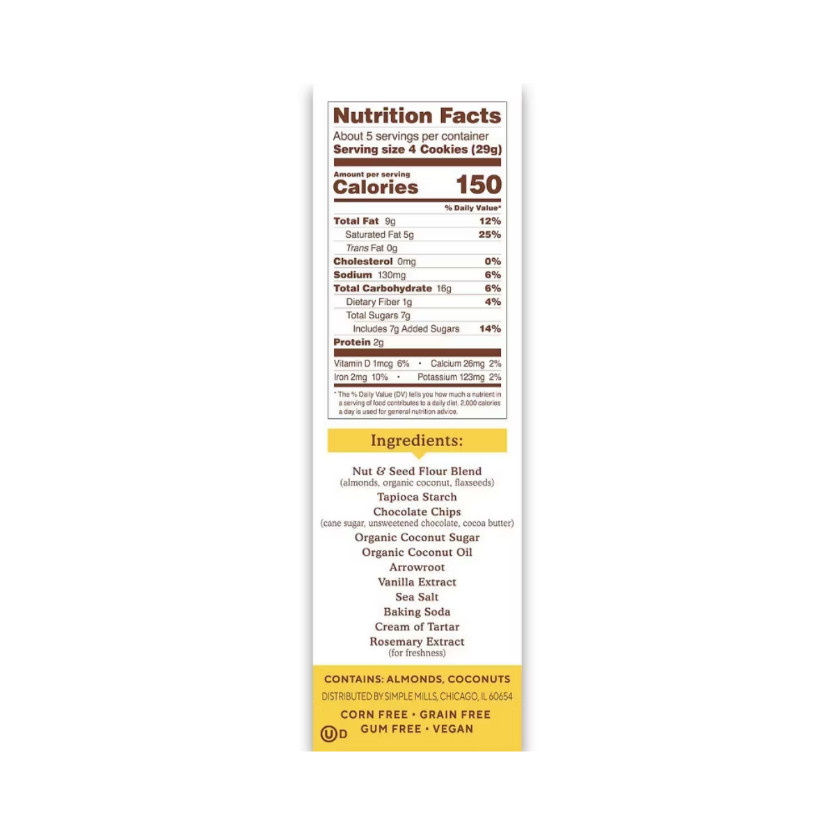 Simple Mills Crunchy Chocolate Chip Cookies 5.5oz