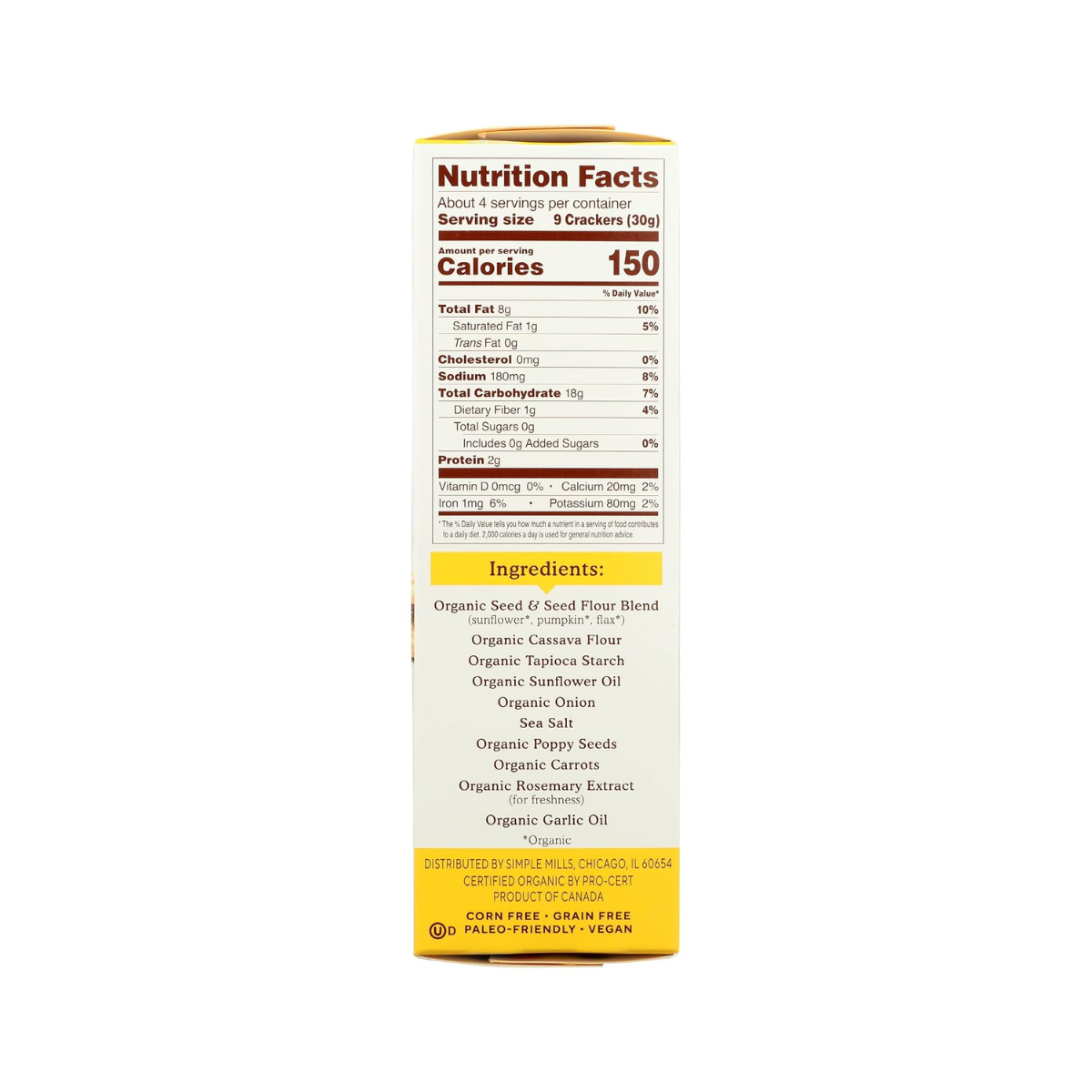 Simple Mills Organic Seed Flour Crackers Everything 4.25oz