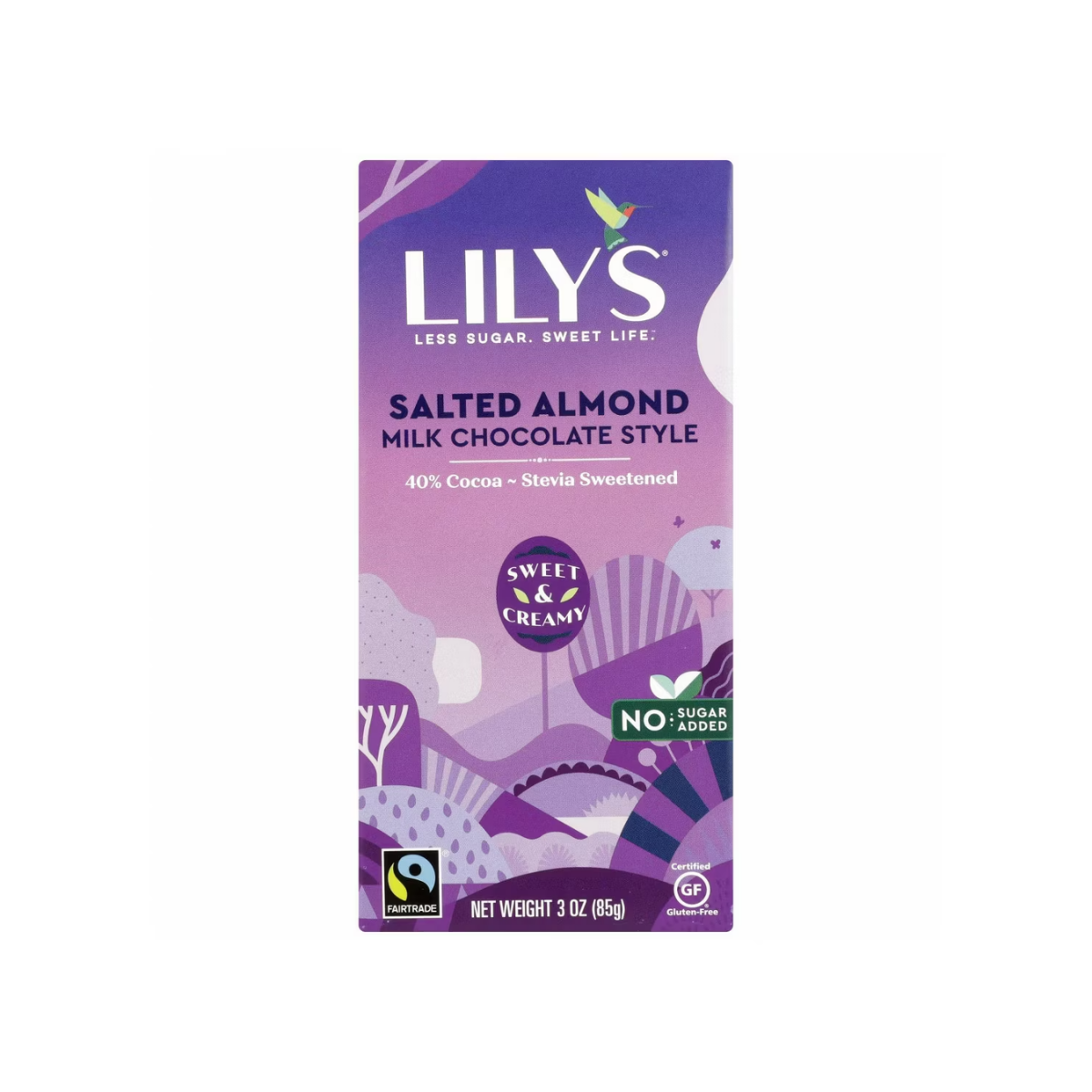 Lily's Sweets Chocolate Bar Milk 40% Cocoa Salted Almond 3oz
