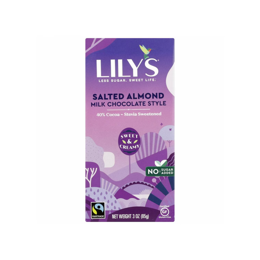 Lily's Sweets Chocolate Bar Milk 40% Cocoa Salted Almond 3oz