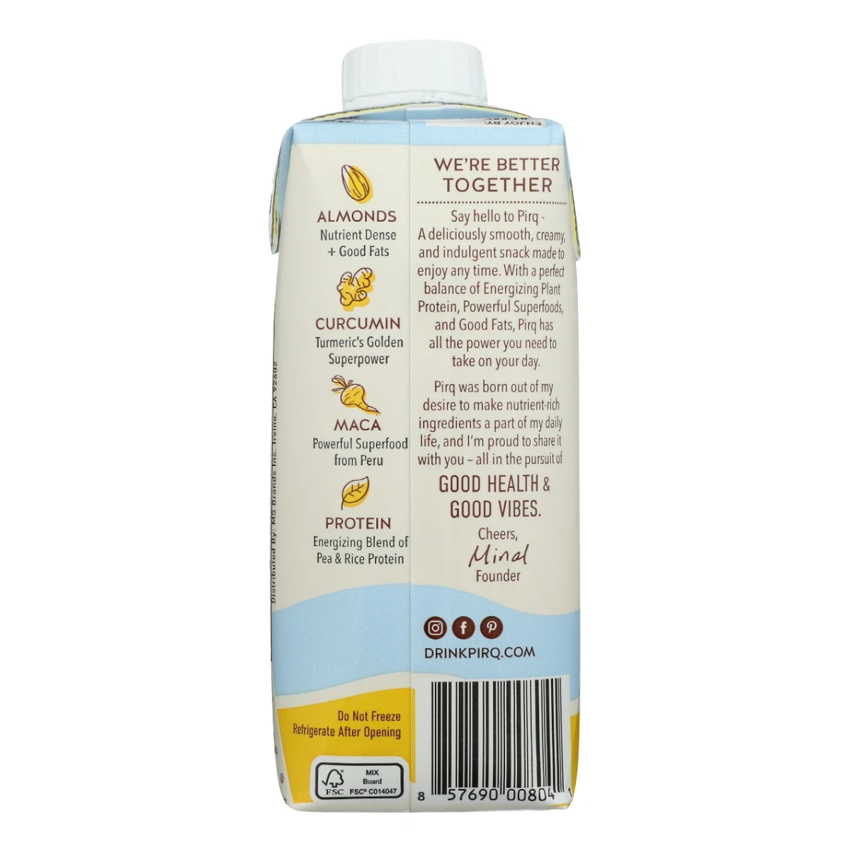 Pirq Plant Protein Superfoods Shake Dairy Free Golden Vanilla 11fl oz
