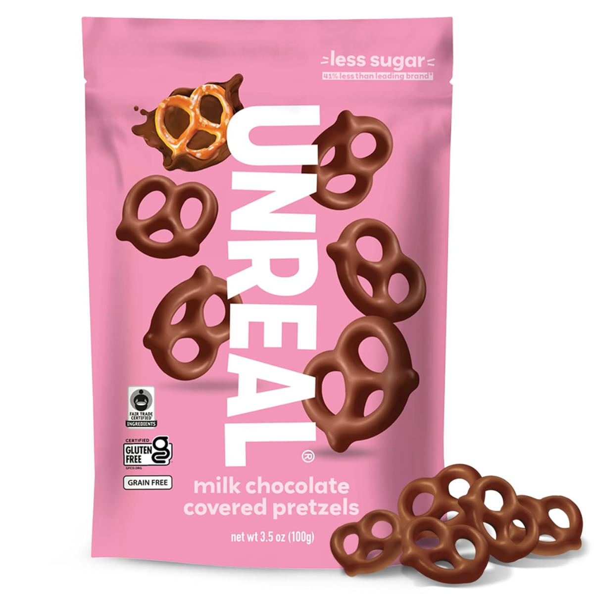 Unreal Milk Chocolate Covered Pretzels 3.5oz.