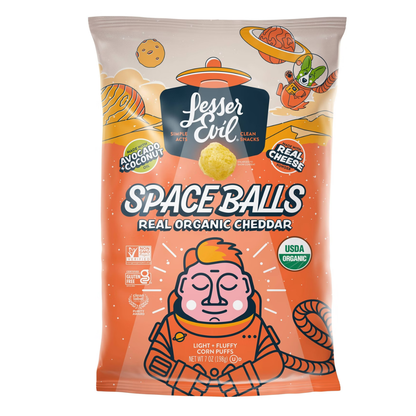 LesserEvil Real Organic Cheddar Spaceballs 7oz