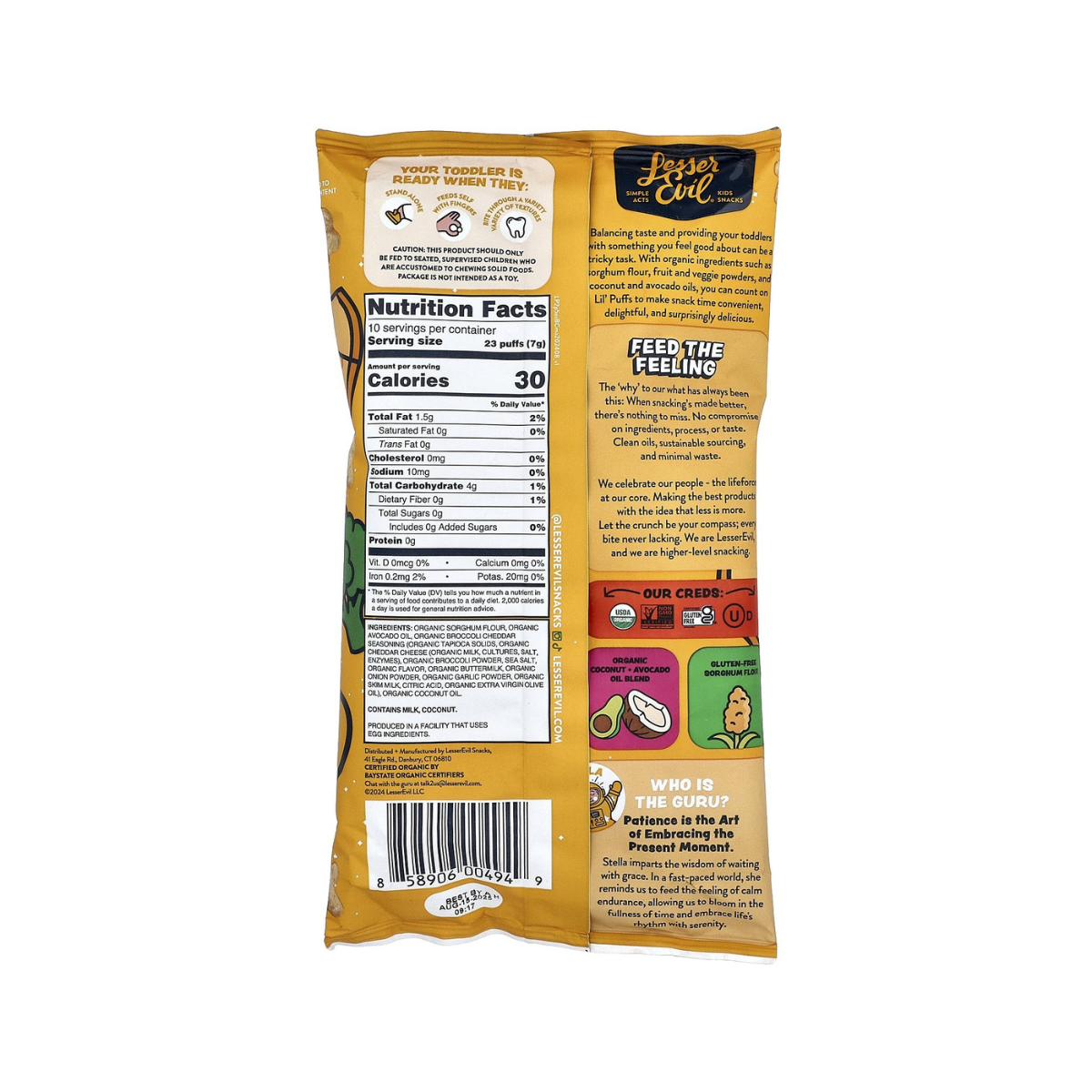 Lesser Evil Lil' Puffs Broccoli Cheddar Blast 2.5 oz