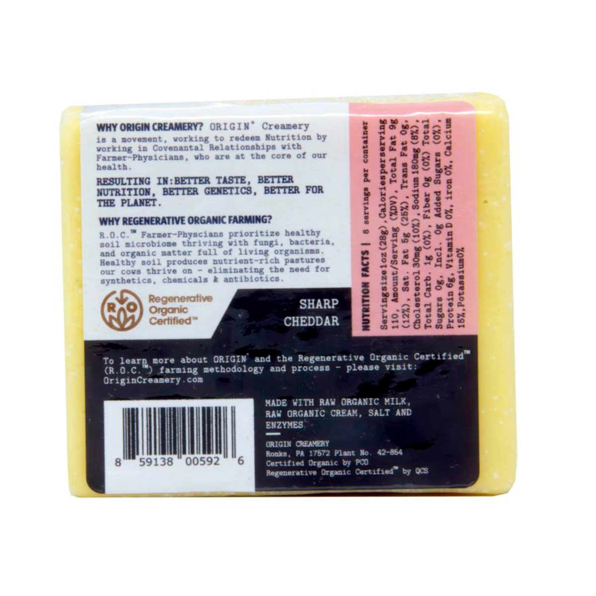 Origin Creamery A2 Sharp Raw Cheddar Cheese Block OG