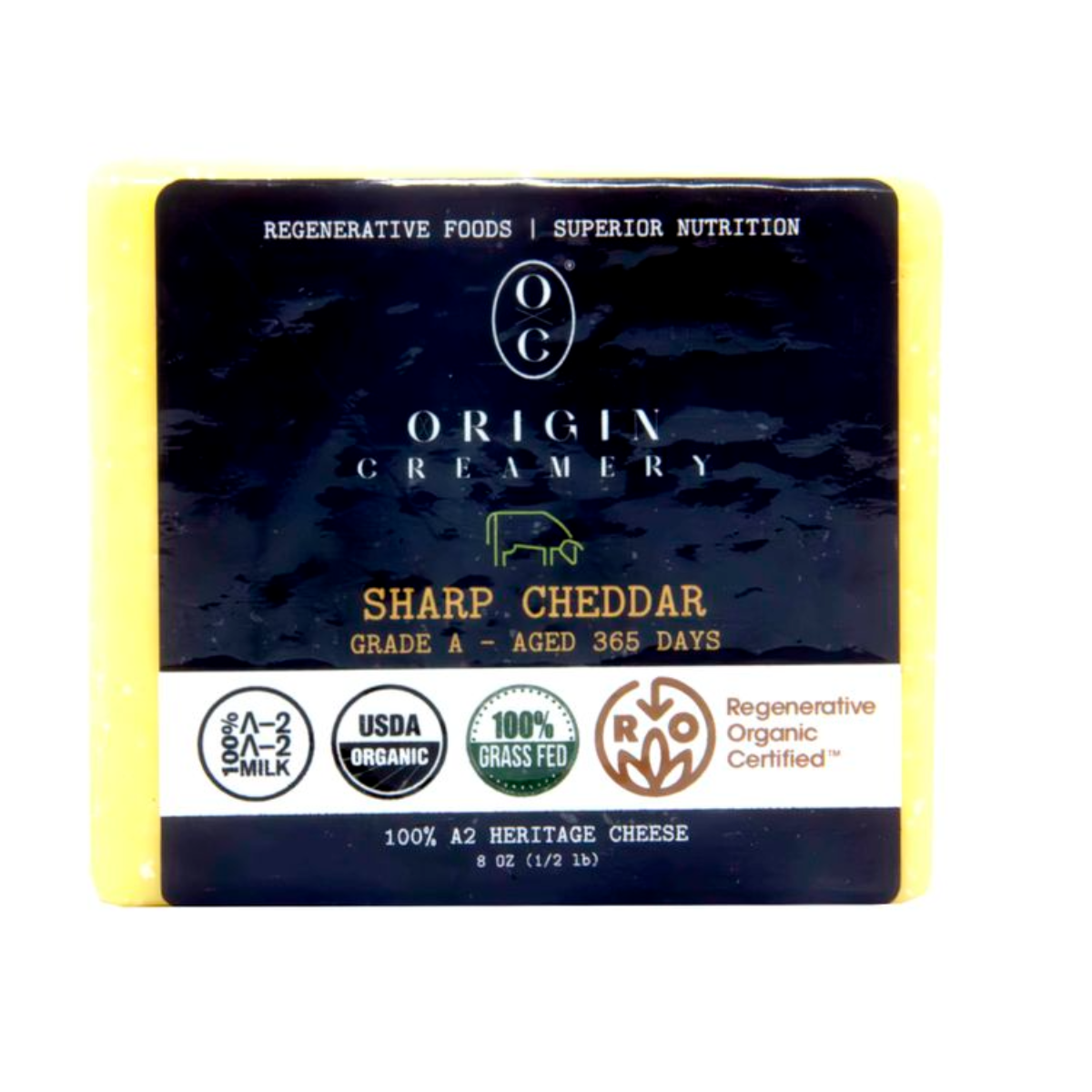 Origin Creamery A2 Sharp Raw Cheddar Cheese Block OG