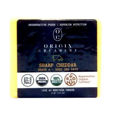 Origin Creamery A2 Sharp Raw Cheddar Cheese Block OG