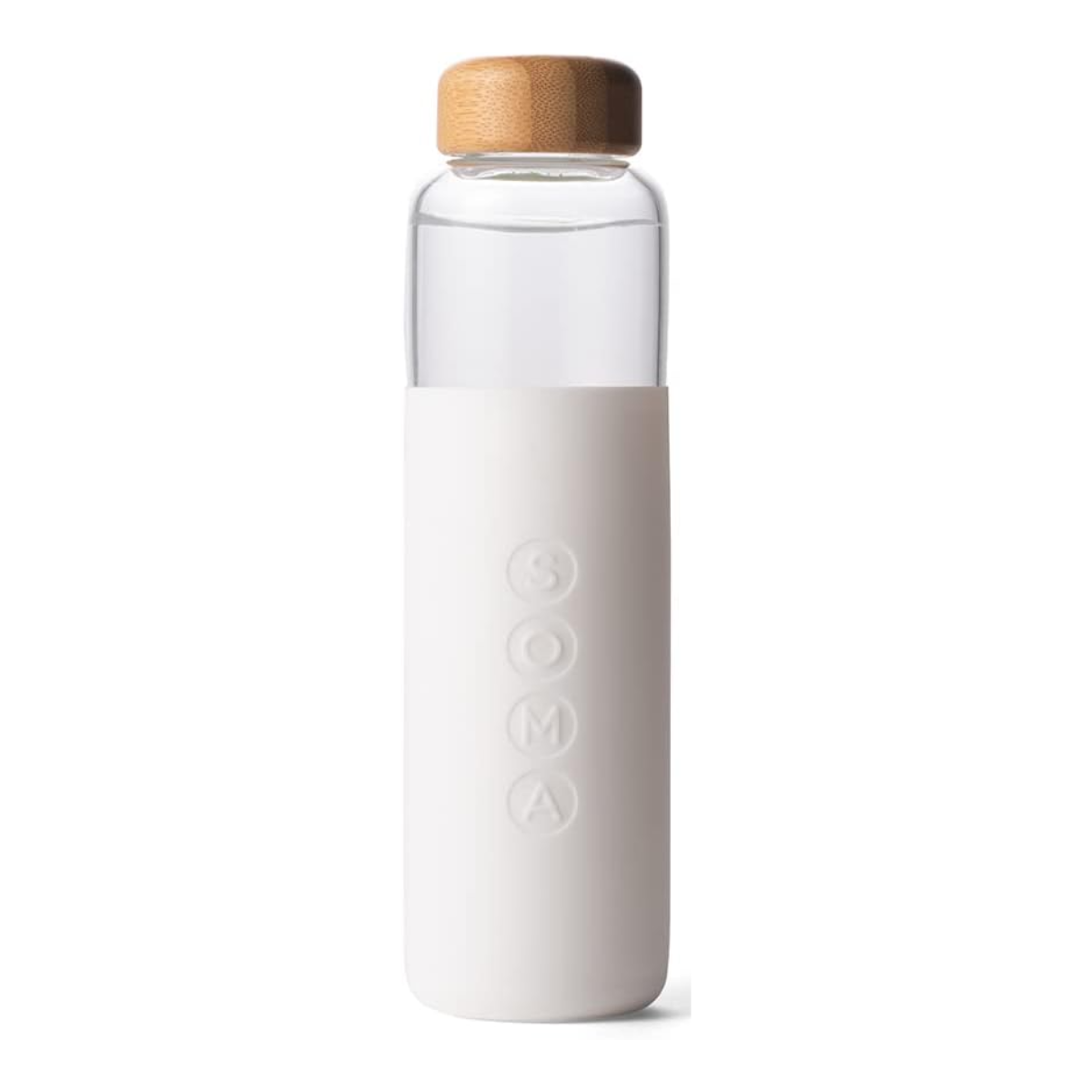 Full Circle Home SOMA Glass Water Bottle with Silicone Sleeve BPA-Free White 25oz