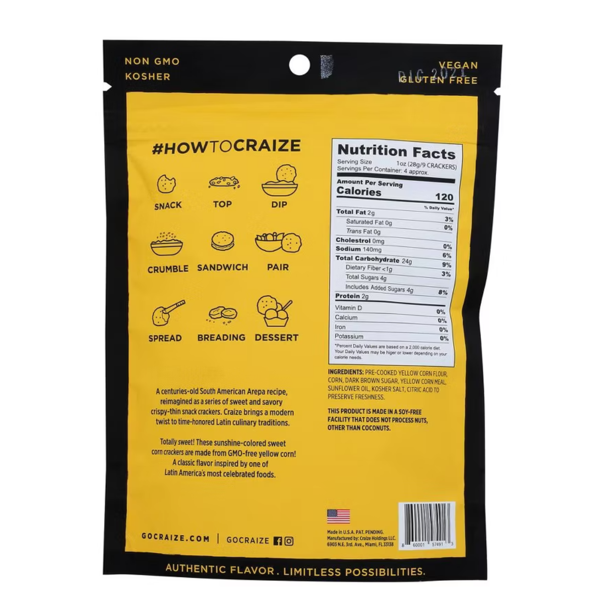 Craize Sweet Corn Toasted Corn Crisps 4oz