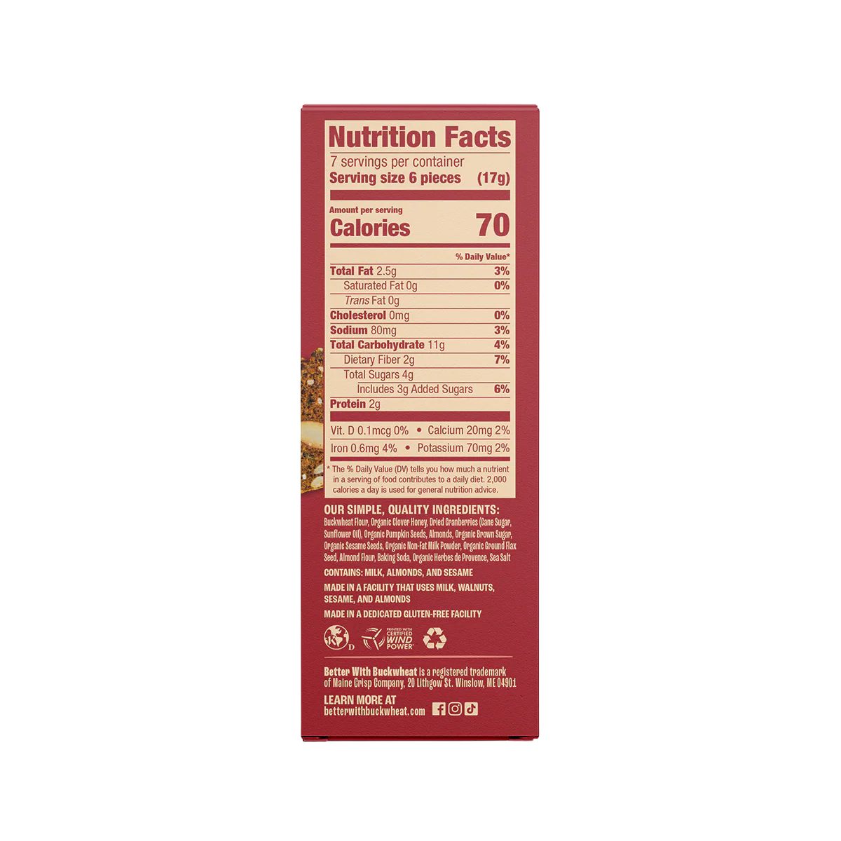 Better With Buckwheat Maine Crisps Cranberry Almond Crisps