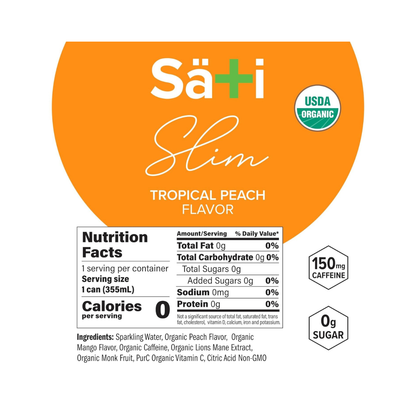 Sati Soda Slim Stamina Soda Tropical Peach OG 12oz