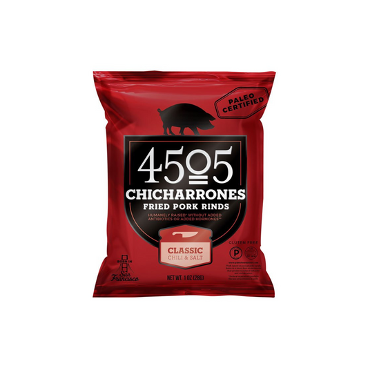 4505 Meats Chicharrones Classic Chili & Salt Fried Pork Rinds 1oz