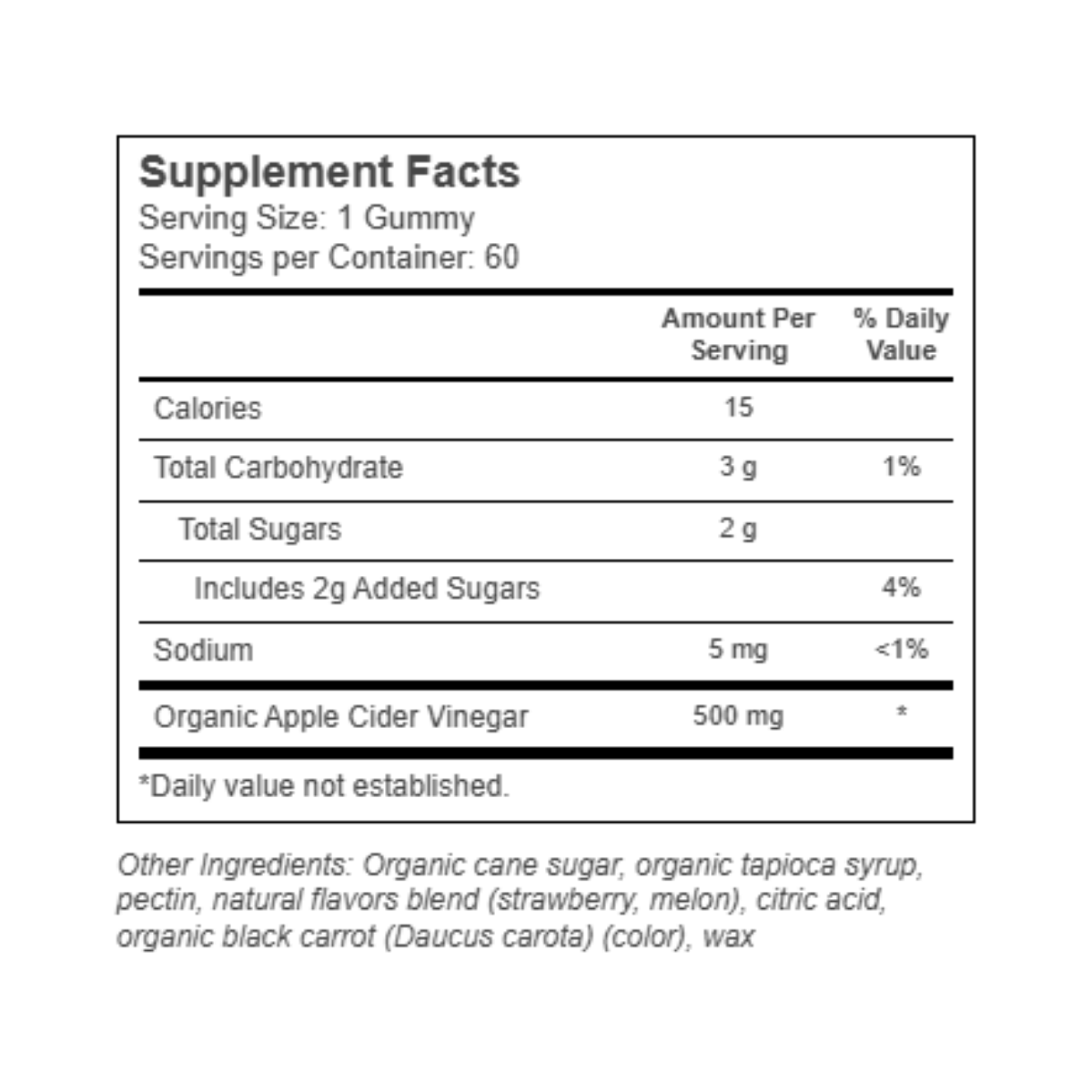 Trace Minerals Apple Cider Vinegar Gummies Strawberry Melon 500mg 60c