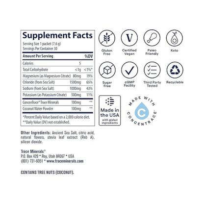 Trace Minerals ZEROLyte Electrolyte Drink Mix Salty Orange 30c