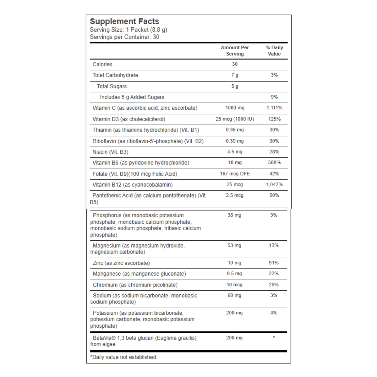 Emergen-C Immune+ Triple Action Immune Support Vitamin C Powder Raspberry 30c