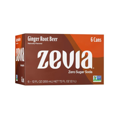 Zevia Non-GMO Zero Calorie Soda Ginger Root Beer 6c