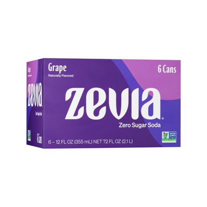Zevia Non-GMO Zero Calorie Soda Grape 6c