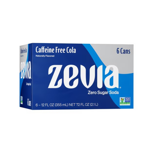 Zevia Non-GMO Zero Calorie Soda Caffeine Free Cola 6c