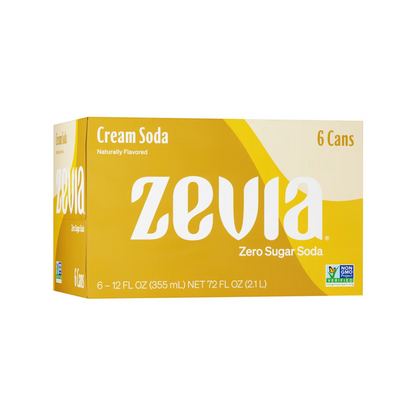 Zevia Non-GMO Zero Calorie Soda Cream 6c
